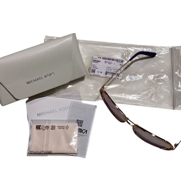 Michael Kors Sunglasses Aviator Chelsea Rose Gold Purple Mirror MK 5004 w Case main image 11